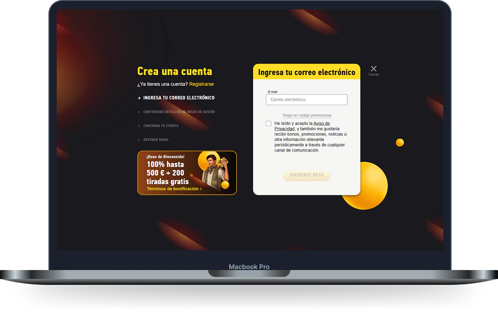 Fezbet Casino registro y creación de cuenta en la versión de escritorio
